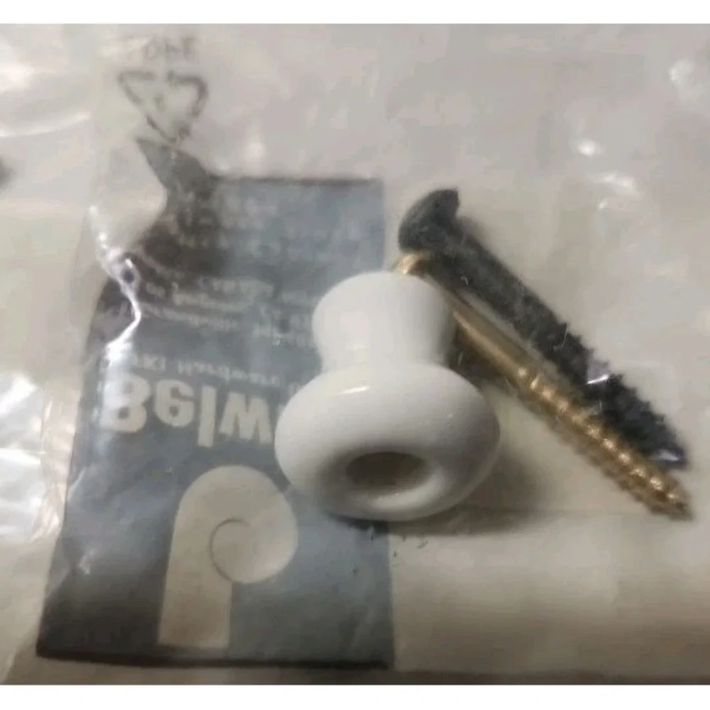 Lot Of 2 Mid-century Round‎ Polished Ceramic White Cabinet or Drawer Pull/Knob